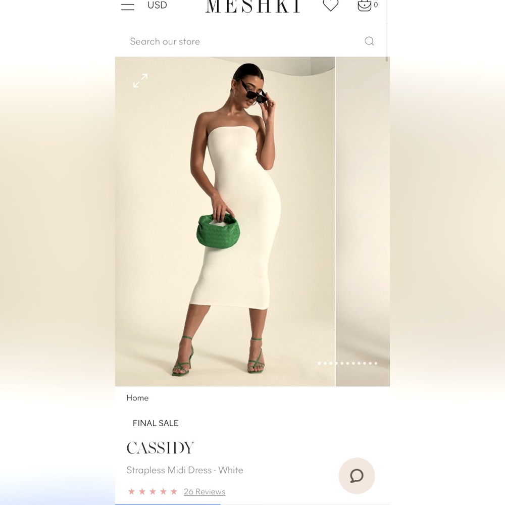 MESHKI Cassidy blue tube top midi dress